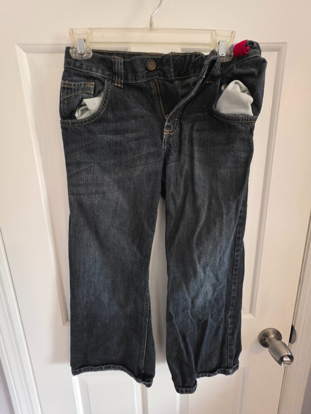 Boys Youth Dark Denim Jeans size 10 Husky Adjustable Waist Wrangler